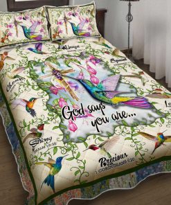 Hummingbird. God Says You Are Quilt Bedding Set UXGO16BD
