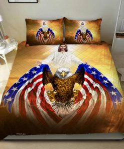 Jesus Christian American Eagle Quilt Bedding Set - UXGO31BD
