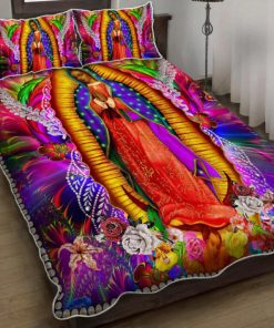 Beautiful Our Lady Of Guadalupe Quilt Bedding Set