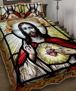 Sacred Heart Of Jesus. Christian Quilt Bedding Set UXGO17BD