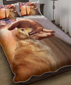 Golden Retriever With Jesus Quilt Bedding Set