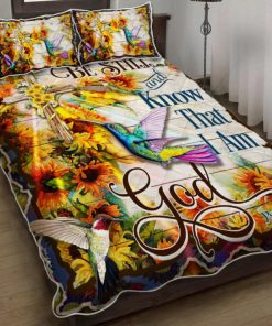 Hummingbird. Be Still And Know That I Am God Quilt Bedding Set UXGO33BD