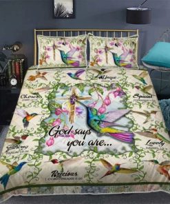 Hummingbird. God Says You Are Quilt Bedding Set UXGO16BD