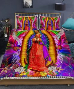 Beautiful Our Lady Of Guadalupe Quilt Bedding Set