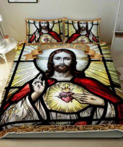 Sacred Heart Of Jesus. Christian Quilt Bedding Set UXGO17BD