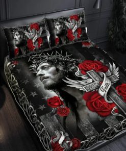Christian Cross Quilt Bedding Set Jesus Faith Over Fear UXGO56BD