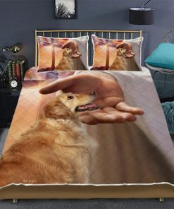 Golden Retriever With Jesus Quilt Bedding Set