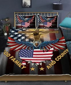 God, Family And Country Quilt Bedding Set