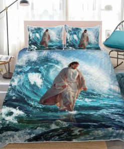 Jesus Walks On Water Quilt Bedding Set - UXGO03-BD
