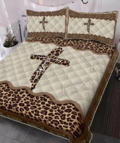 Jesus Bed Set Faith Jesus Leopard Quilt Bedding Set
