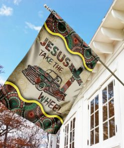 Jesus Take The Wheel Vintage Mandala Flag