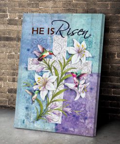 God Is Risen - Unique Cross And Flower Christian Canvas NUM76