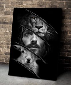 Unique Lion And Lamb Christian Canvas HHN307