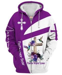 Faith Over Fear Premium Microfleece Zipper Hoodie | Christian Apparel Faith Over Fear Premium Microfleece Zipper Hoodie | Christian Apparel