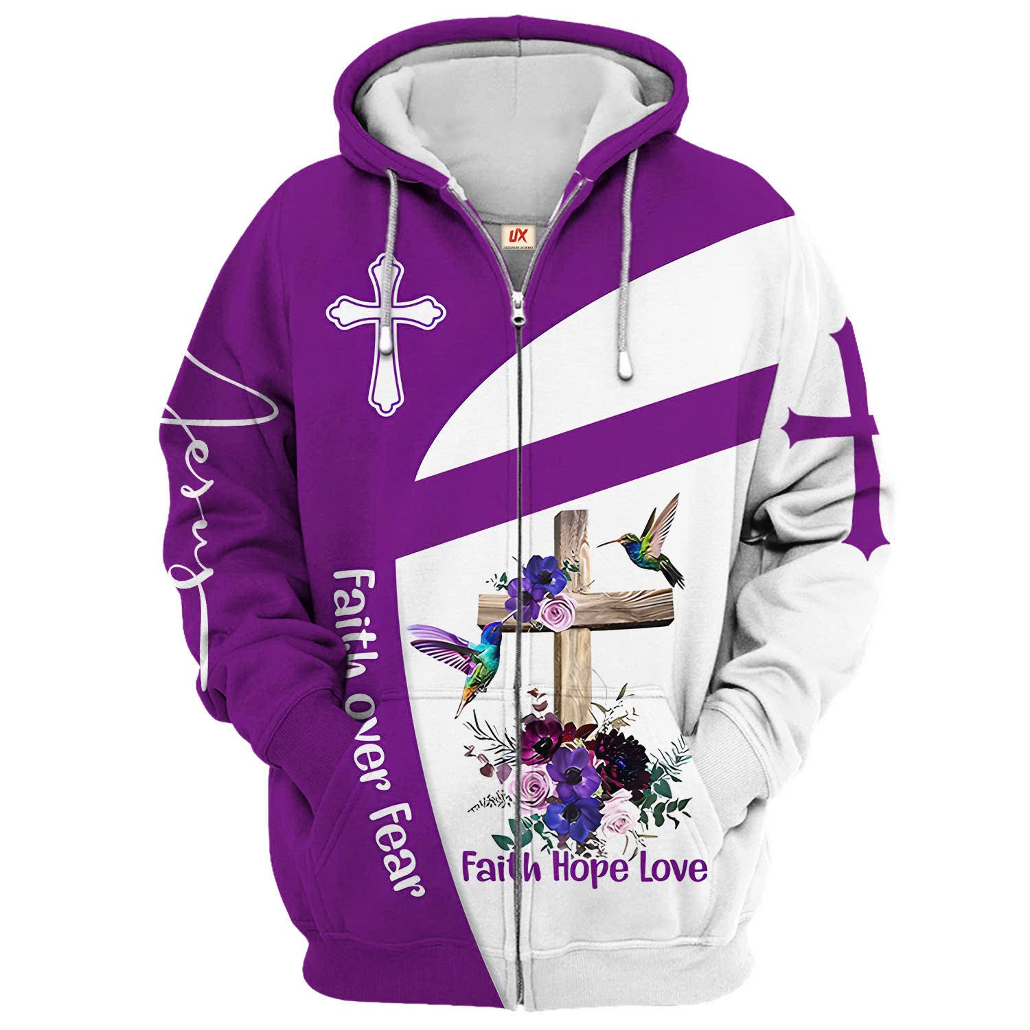 Christian Faith Over Fear Zipper Hoodie for Men and Women