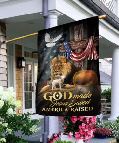 God Made Jesus Saved - Beautiful Lion And Cross Flag HIA177 God Made Jesus Saved - Beautiful Lion And Cross Flag HIA177