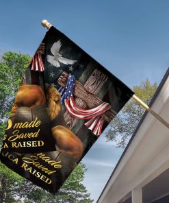 God Made Jesus Saved - Beautiful Lion And Cross Flag HIA177