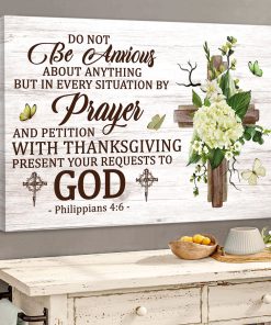 Jesuspirit Beautiful Canvas  Flower And Cross  Philippians 46  Do Not Be Anxious CVM1