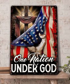 UX Jesus  Cross Metal Sign  One Nation Under God  Religious Gift UXGO07-MS