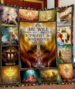 God Lord Jesus Christian Psalm 91 Quilt Blanket