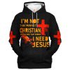 Unisex Premium Microfleece Hoodie I Need Jesus Faith Design