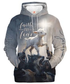 Jesus – Faith Over Fear Premium Microfleece Hoodie Jesus – Faith Over Fear Premium Microfleece Hoodie