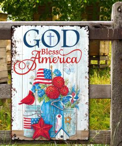 UX Jesus  Lovely Metal Sign  Flower  Cardinal  God Bless America NUM472