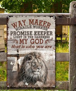 UX Jesus  Metal Sign  My God That Is Who You Are  Lion  Cross UXGO06-MS