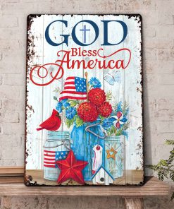 UX Jesus  Lovely Metal Sign  Flower  Cardinal  God Bless America NUM472