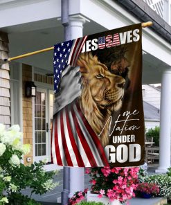 Beautiful Lion And America Flag - One Nation Under God HIH175 Beautiful Lion And America Flag - One Nation Under God HIH175
