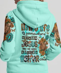 Living Life Somewhere Between Jesus Cow Premium Microfleece Hoodie/Zip Hoodie - For Men and Women Living Life Somewhere Between Jesus Cow Premium Microfleece Hoodie/Zip Hoodie - For Men and Women