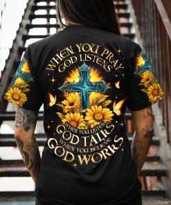 When You Pray God Listens Women's All Over Print T-Shirt