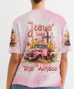 Jesus Take The Wheel Flower Truck Women's All Over Print T-Shirt