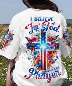 I Believe In God Cross Floral Women's All Over Print T-Shirt