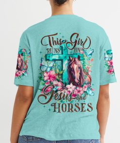 Runs On Jesus And Horses Women's All Over Print T-Shirt