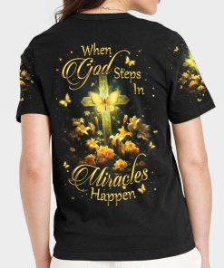 When God Steps In Miracles Happen Women's All Over Print T-Shirt
